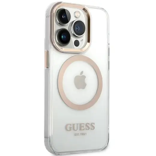 Guess GUHMP15XHTRMD iPhone 15 Pro Max 6.7" złoty|gold hard case Metal Outline Magsafe Фото num