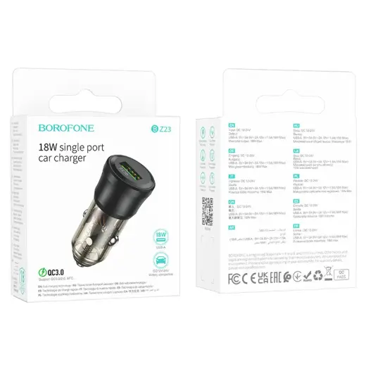 Зарядка для автомобиля Borofone BZ23 Noble | 18W | QC | USB-A | черная Фото num
