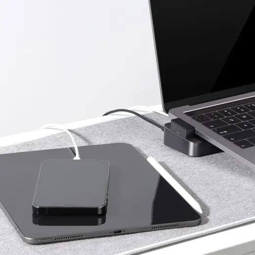 Joyroom HUB S-H121 USB-C - USB-A 3.0 | RJ45 | HDMI | USB-C | Thunderbolt cradle for MacBook Pro - gray Фото num