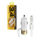 REMAX Car Charger RCC-102 - USB - 3,4A with 2 in 1 cable Micro USB, Lightning silver Foto 6