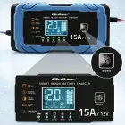 Qoltec Intelligent microprocessor charger 12V 15A | Rectifier with repair function | AGM GEL LiFePO4 | 9-stage charging  Photo