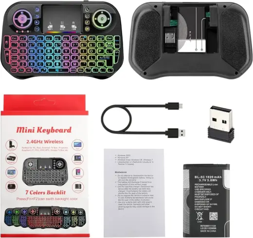 Компактная беспроводная клавиатура Fusion Rainbow с тачпадом и разноцветной подсветкой для Android | iOS | TV | PC Фото num