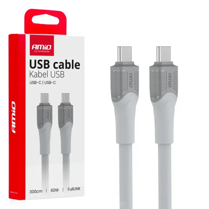 AMiO X111 datu pārraides un uzlādes vads | USB-C uz USB-C | 60W | 3m