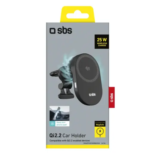 SBS Magnetic Holder with Qi2.2 25W Wireless Charger with Active Cooling - Black Foto 2