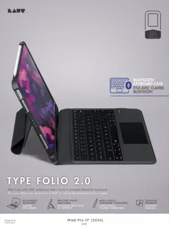 Laut Type Folio 2 Case with Bluetooth Keyboard for iPad Pro 11" M4 (2024) - Black Фото num