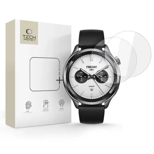 SZKŁO HARTOWANE TECH-PROTECT GLASS FIT+ 2-PACK XIAOMI WATCH S4 CLEAR Foto 1