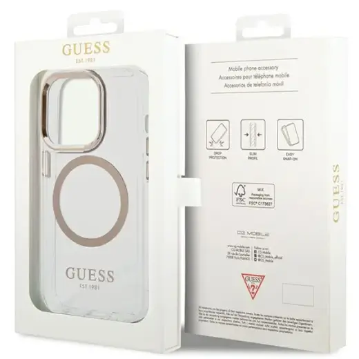 Guess GUHMP15XHTRMD iPhone 15 Pro Max 6.7" złoty|gold hard case Metal Outline Magsafe Фото num