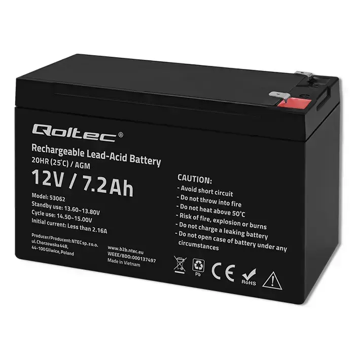 Qoltec AGM battery | 12V | 7.2 Ah | Maintenance-free | Efficient| LongLife | for UPS, security Foto 10