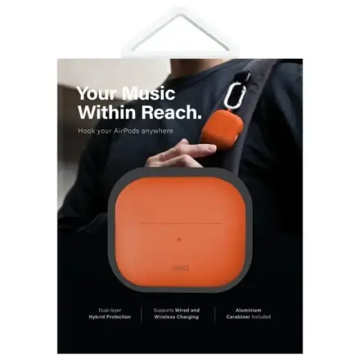 UNIQ case Nexo AirPods 4 + Ear Hooks Silicone volt orange Foto 9