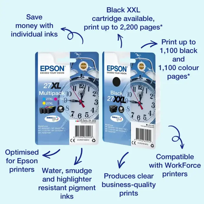 Epson Alarm clock Singlepack Black 27 DURABrite Ultra Ink