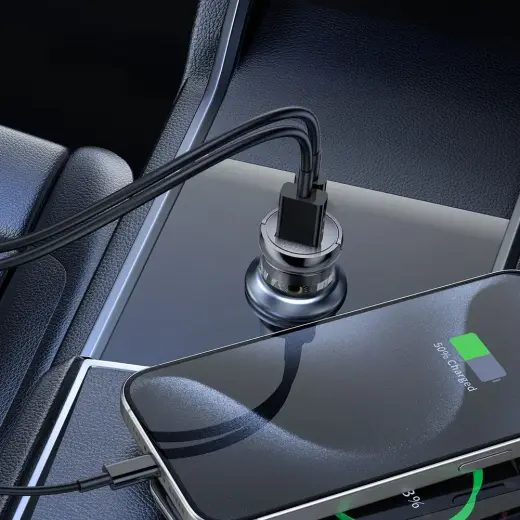 Wozinsky 65W Car Charger USB-C PD 65W | USB-A 45W QC 3.0 - Black Foto 6