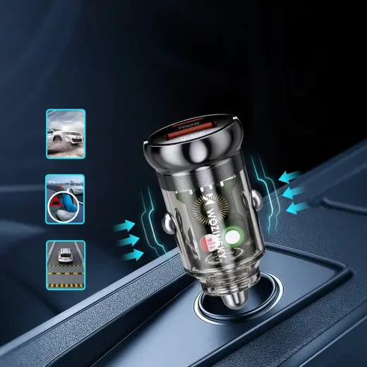 Wozinsky 65W Car Charger USB-C PD 65W | USB-A 45W QC 3.0 - Black Foto 5