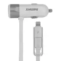 REMAX Car Charger RCC-102 - USB - 3,4A with 2 in 1 cable Micro USB, Lightning silver Foto 3