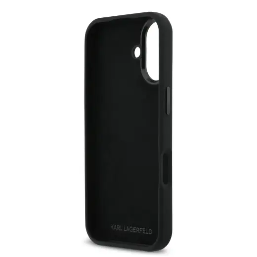 Karl Lagerfeld Liquid Silicone Metal Ikonik Case for iPhone 17 Black Foto 5