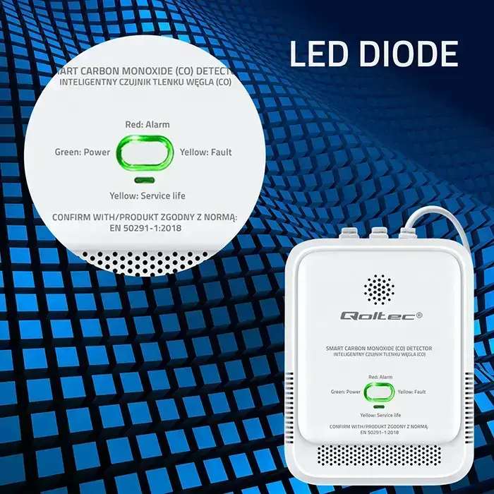 Qoltec Certified Carbon monoxide sensor | CO detector | alarm 85dB | LED Foto 4