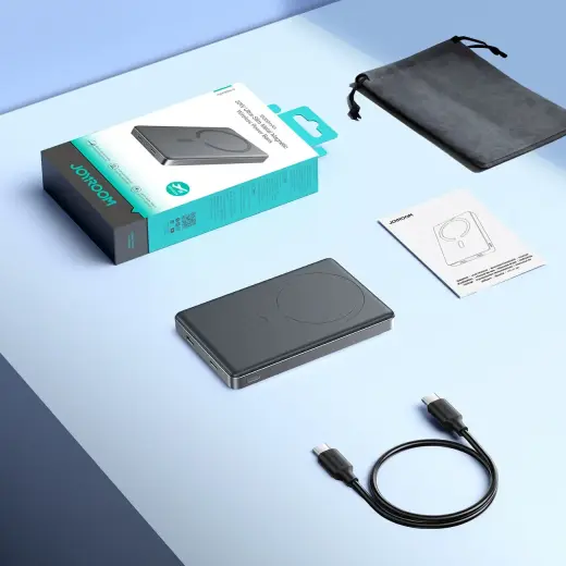 Joyroom JR-PBM08 Pro ārējais akumulators (powerbank) | 10000 mAh | 20W | Lightning, USB-C, Bezvadu, MagSafe | pelēks Foto 9