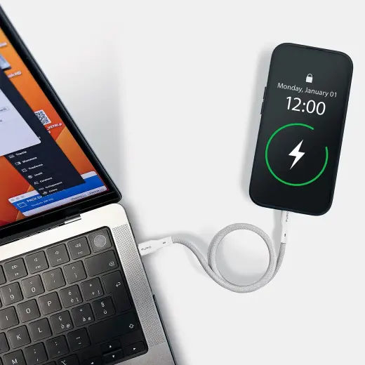 Puro Magnetic data transfer and charging cable | USB-C to USB-C | 60W | 1m | white Photo