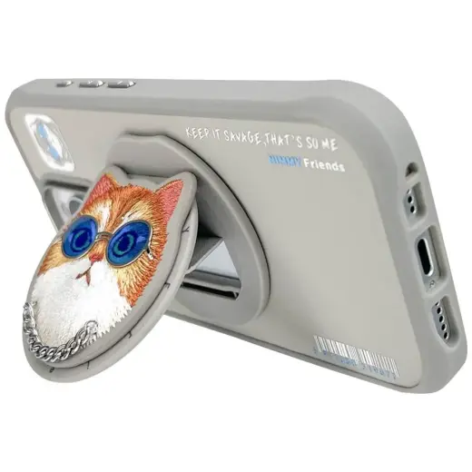 Nimmy Glasses Cool Cat чехол для телефона для iPhone 16 Pro Max серый с MagSafe Фото num