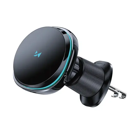 Wozinsky WCT5-Q6S2Y Car Holder with Qi|MagSafe 15W Inductive Charger for Ventilation Grill with Fan - Black