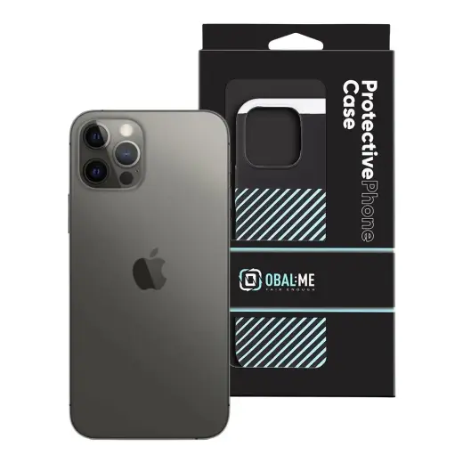 OBAL:ME Flossy Stripes Cover for Apple iPhone 12|12 Pro Black|Sky Blue Photo
