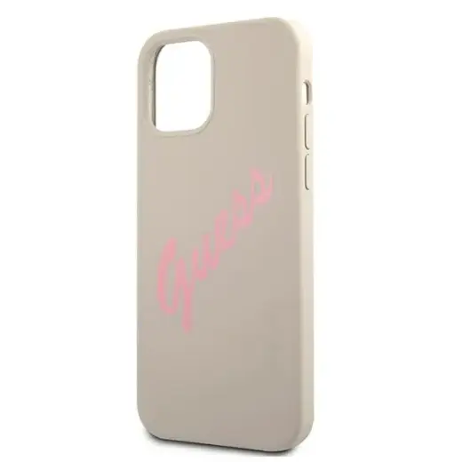 GUHCP12MLSVSGP Guess Silicone Vintage Pink Script Cover for iPhone 12|12 Pro 6.1 Grey Фото num