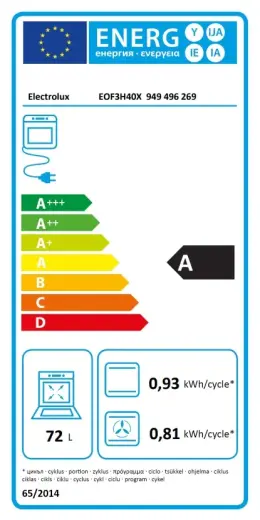 Electrolux cepeškrāsns, iebūv., 72l Photo