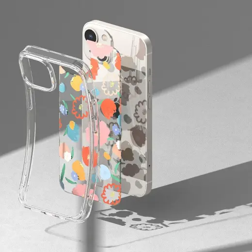 Ringke Fusion Design Armored Sleeve Cover with Gel Frame for iPhone 14 Plus transparent (Floral) (FD637E31) Photo