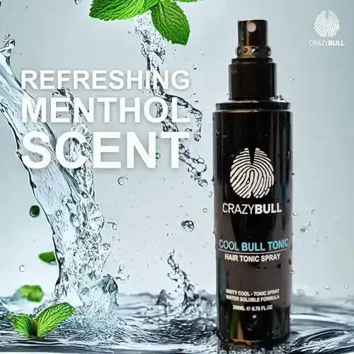 Crazy Bull Hair Tonic for Men - Cooling Hair Growth Spray with Castor Oil & Menthol - Hydrating Anti Frizz Heat Protection Spray for Oily & Dry Scalp  Foto 5