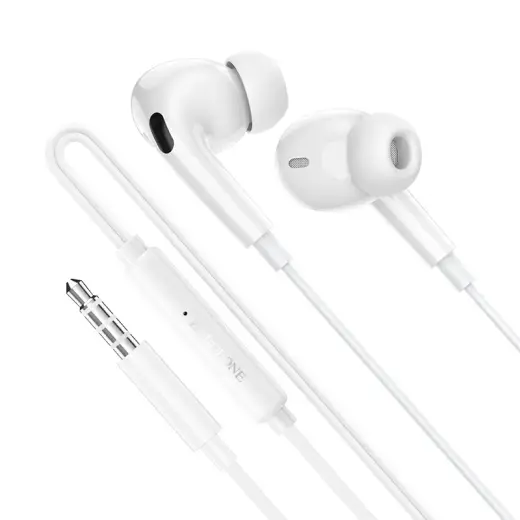 Borofone Earphones BM100 Pro Fuente with microphone white Foto 4