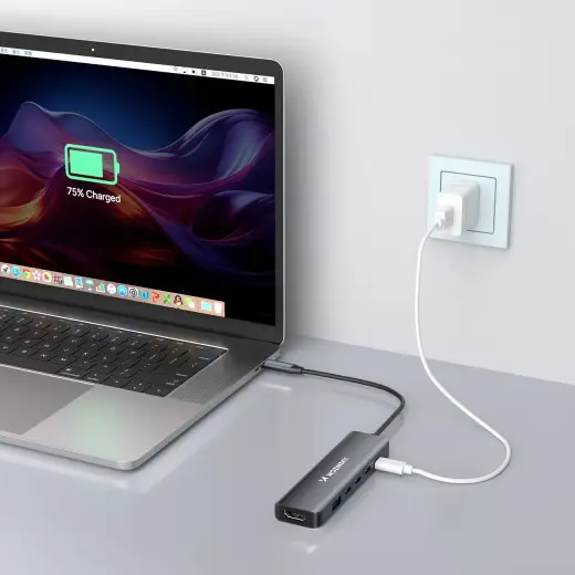 USB-C 6 in 1 Hub Wozinsky WHBC10Y4S Multifunctional, Aluminum, with 25 cm Cable - Gray Photo