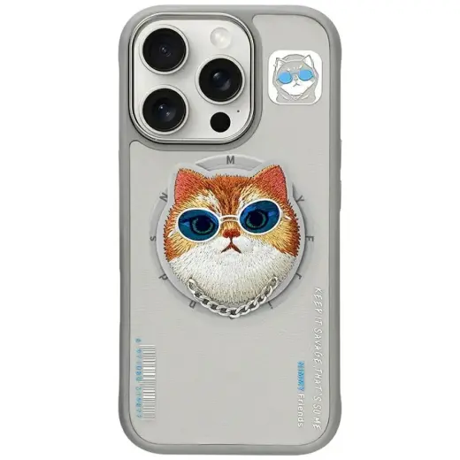 Nimmy Glasses Cool Cat чехол для телефона для iPhone 16 Pro Max серый с MagSafe Фото num
