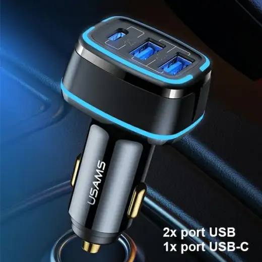 Зарядка для автомобиля USAMS US-CC126 C24 | 80W | QC | USB-A, USB-C | черная Фото num