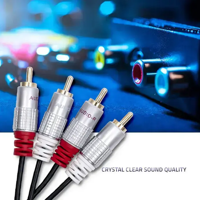 Qoltec Cable 2xRCA male / 2x RCA male | 1m | Black Photo