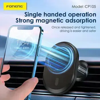 Foneng Car holder CP105 magnetic with induction charging to air vent black (damaged packaging) Photo