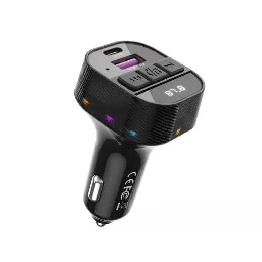 XO transmitter FM BCC17 Bluetooth MP3 car charger 30W black + cable USB-C - USB-C Фото num