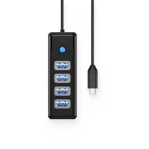 Orico PW4U-C3 USB-C | 4x USB-A 3.0 Hub - Black Фото num