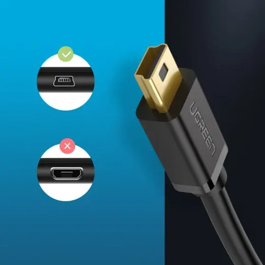 Ugreen 10355 провод для передачи данных и зарядки | USB-A на Mini USB | 1m | черный Фото num