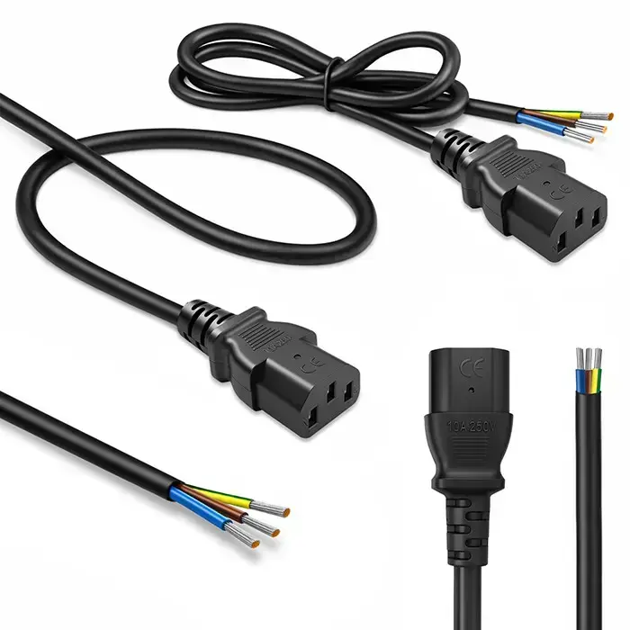 Qoltec IEC C13 Power cable | stripped and soldered | Pure copper Cu | 3x0.75mm² | 0.5m Фото num