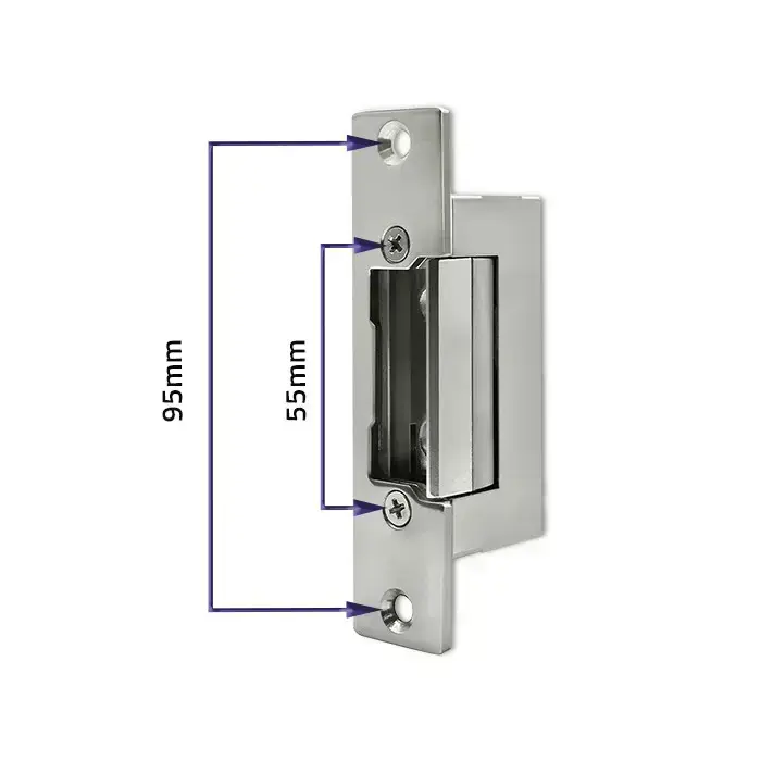 Qoltec Electric strike With lock and memory + mounting plate | 12V | Stainless steel Foto 7
