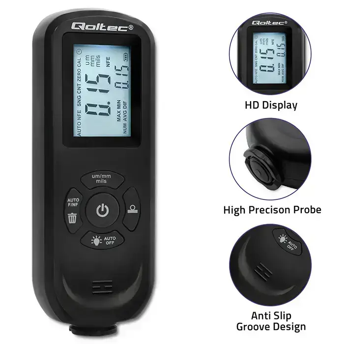 Qoltec Coating thickness gauge with illuminated side LCD | 0 ~ 2000um Foto 7