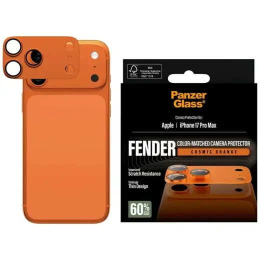 Tempered glass for lens PanzerGlass Fender Camera Protector for iPhone 17 Pro Max orange