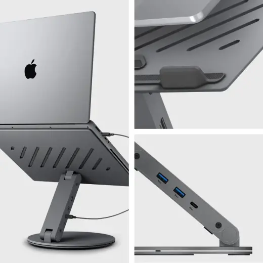 SPIGEN LD204H LAPTOP STAND HUB SPACE GREY Photo