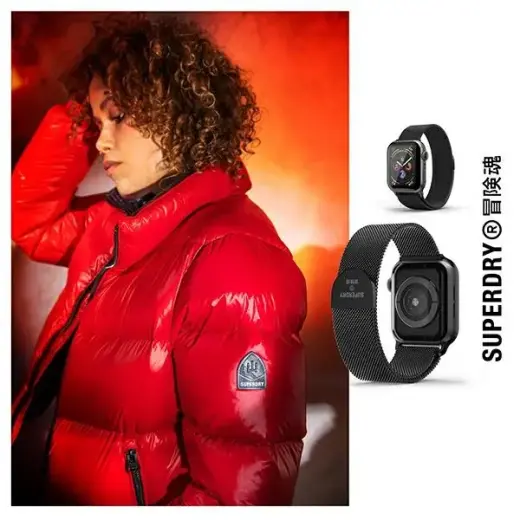 SuperDry Watchband Apple Watch 38|40|41 mm Series 4|5|6|7|8|SE|SE 2 Chainmail czarny|black 41681 Foto 7