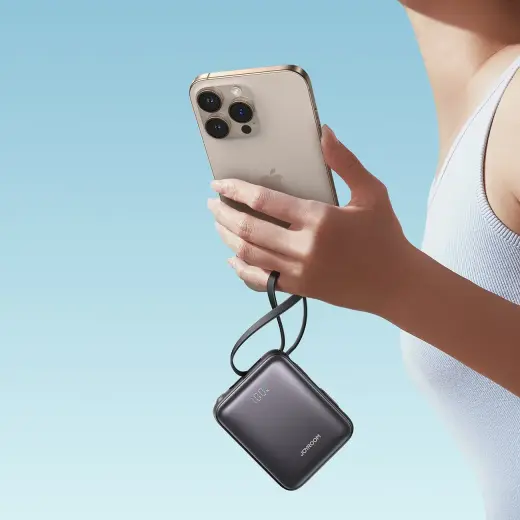 Joyroom Mini Power Bank JR-PBF27 22.5W with dual cable 10000mAh (black) Photo