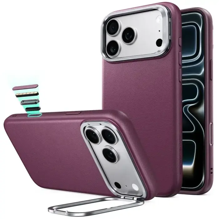ESR LEATHER KICKSTAND MAGSAFE IPHONE 17 PRO MAX / 18 PRO MAX DEEP BURGUNDY