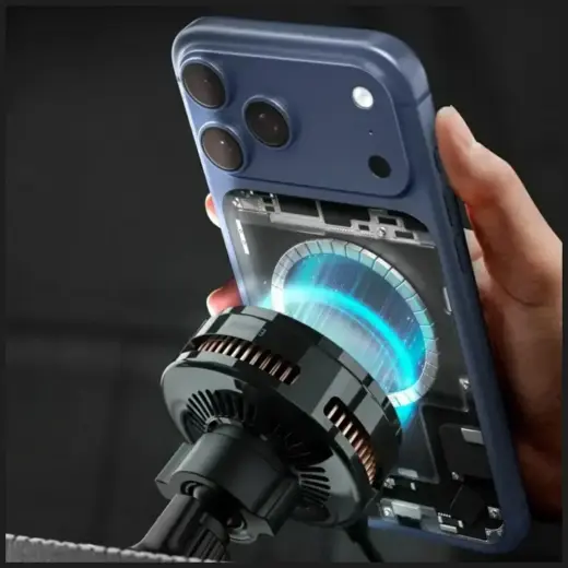 Uchwyt samochodowy do kratki              wentylacyjnej Spigen Essential indukcyjny Qi2.2 25W MagSafe czarny Photo