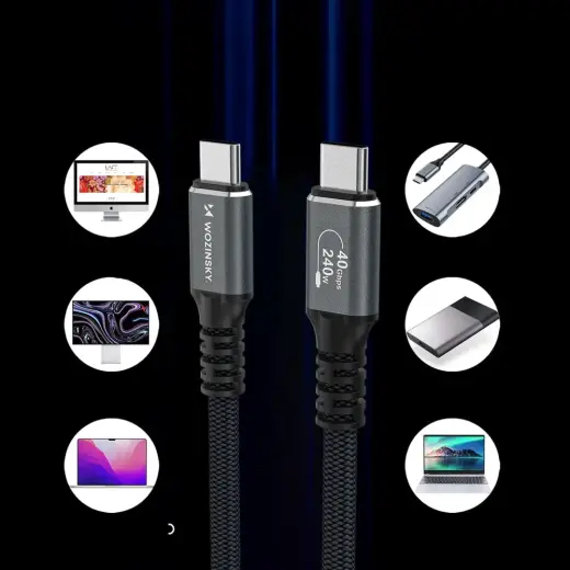 Wozinsky WPS-UY42S USB-C Thunderbolt 4 Cable 240W 2m 4K - Black Foto 6