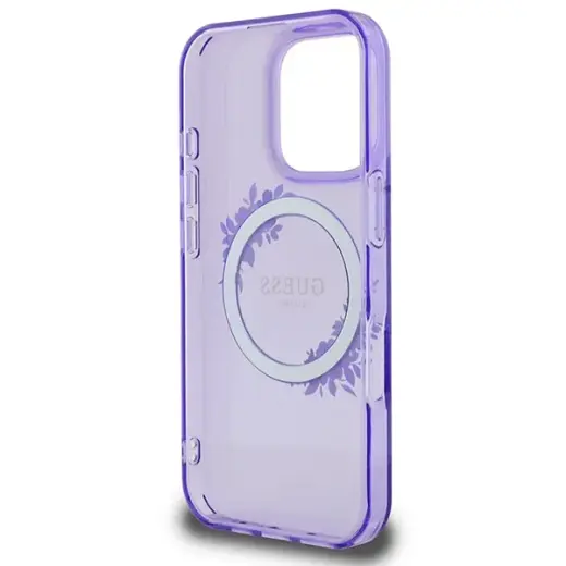 Guess GUHMP16LHFWFCU iPhone 16 Pro 6.3" purpurowy|purple hardcase IML Flowers Wreath MagSafe Фото num