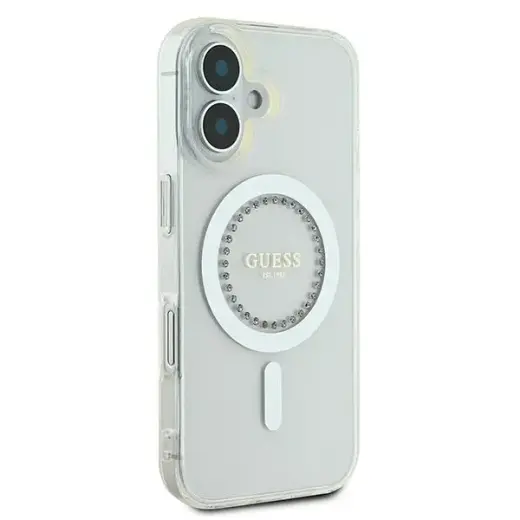 Guess GUHMP16MPFTDTEH iPhone 16 Plus 6.7" white hardcase IML Rhinestones MagSafe Foto 4
