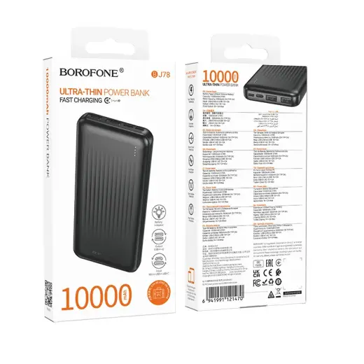 Borofone Power Bank 10000mAh BJ78 Clever - 2xUSB - black (damaged packaging) Foto 6